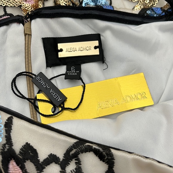 Alexia Admor Women’s Dress size 6 Sequin Embroidered Floral Formal Off Shoulder - Picture 8 of 11